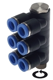 Mehrfachverteiler Außengewinde zylindrisch 6-fach Steckverbinder Pneumatik IQS